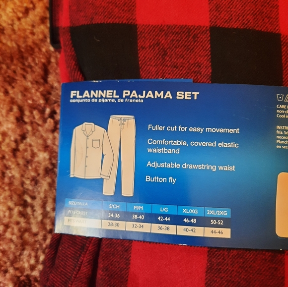 NWT Hanes Flannel Pajama Set Red Black Buffalo Check Cotton Blend Size 2XL - Picture 7 of 8